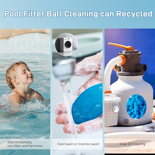 Redcoutt 3.1 Lbs Pool Filter Balls for Sand Filter, Reusable Eco-Friendly Filter Media for Sand Filter Pump, Replaces 100lbs Pool Filter Sand, Long-Lasting for Several Seasons - color: Blue