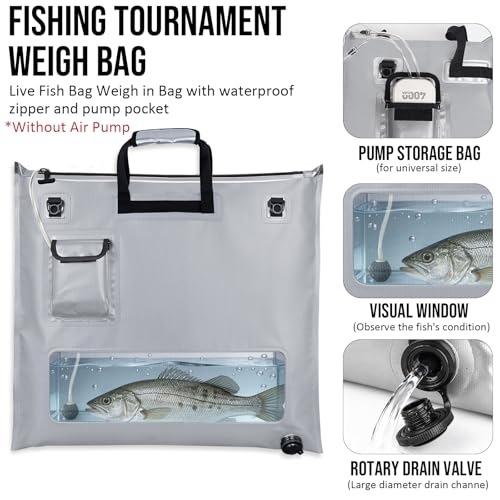THKFISH Fish Tournament Weigh in Bag for Bass Fishing, Heavy Duty Insulated Live Fish Bag for Caught Fish with Waterproof Zipper and Mesh Liner, Leakproof,Puncture Resistant (Silver-25×23in) - color: Silver-25×23in