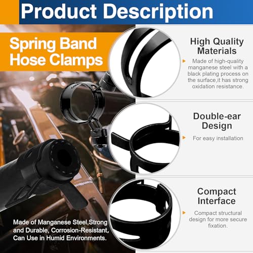 12mm (0.47") Spring Band Hose Clamps, 20 Pack Medium Hose Clamps for 11-12.5mm OD Fuel Line, Radiator Hose, Large Water Tube & Automotive - size: 12mm
