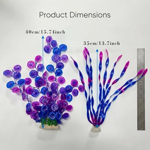 LIYAOLI Silk Aquarium Plants Decorations 12 Inch 2 Pack – Realistic Artificial Fake Plants for Betta Fish Tank Decor Accessories (2Pack-Purple) - color: 2pack-purple