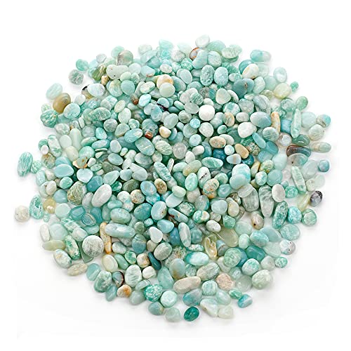 Cherry Tree Collection 1/2 Pound Polished Tumbled Gemstone Chips, Pebbles, Crystal Chips Bulk for Jewelry Making, Healing, Plants, Succulents, Aquariums, Decoration, Chakra (Amazonite-L) - color: Amazonite-L