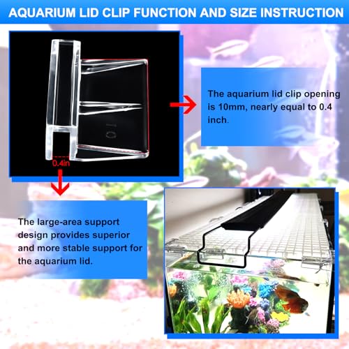 NestBasics 12pcs Transparent Aquarium Lid Clips,Rimless Fish Tank Glass Cover top Support,Aquarium Hood Holder, Aquarium top Clips,fit 8-10mm Thickness Glass - size: 12pcs 8-10mm clips