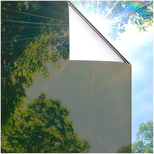 Coavas One Way Privacy Window Film, Sun Blocking Reflective Window Film See Out Not in, Heat Control Window Tint for Home, Anti UV Static Cling for Windows Office Door (Brown, 17.5 Inch X 9.8 Feet) - color: Brown-silver, size: 17.5 x 118 Inch