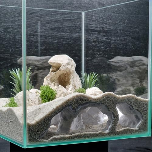 Natural Textured Shrimp Cave Ornament with Observation Holes, Safe Hideaway for Territorial Fish Species Fish Hiding House