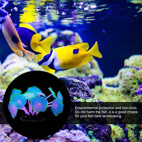 HERCHR 6 Pack Glow Fish Tank Decorations, Silicone Coral Aquarium Decorations Glowing Plants Corals for Aquarium Fish Tank Ornament Glowing Coral Fish Tank Decorations Plants Glow Coral Ornament