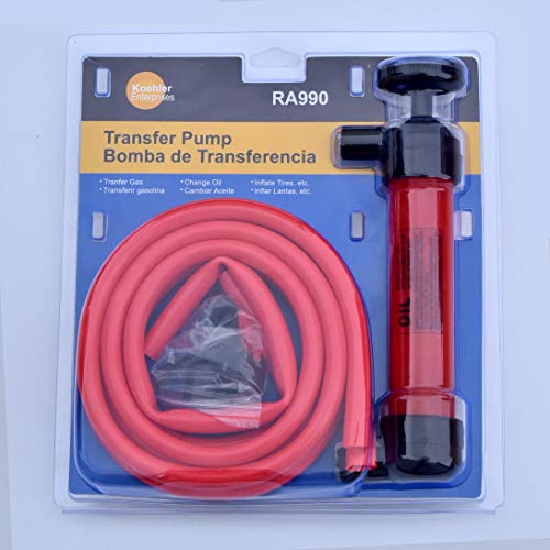 Koehler Enterprises 9RA990 Multi-Use Siphon Fuel Transfer Pump Kit for Gas, Oil, and Liquids for use in Automotive, Home, and Marine applications Red medium - style: Red