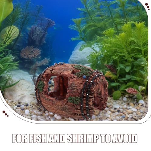 Fish Tank Hiding Cave Aquarium Landscape Decoration Resin Barrel Ornament Large Red Fish Shrimp Shelter for Aquatic Tank Accessories