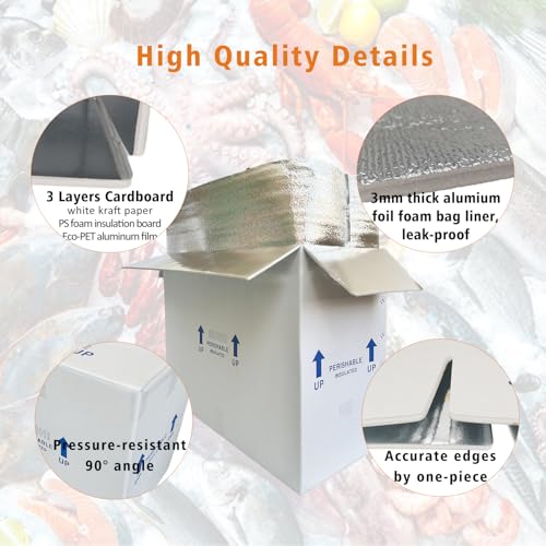 Insulated Cold Shipping Boxes with Liners, 4 Pack 26'' x 11'' x 19'', for Perishable Frozen Food, White (TB261119L-4) - size: 26x11x19'', style: 4 Pack