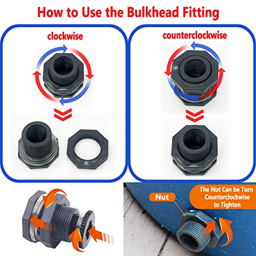 2 PCS Rain Barrel Bulkhead Fitting kit with Plugs and Hole Saw Tool, 1 Inch PVC Spigot Connector Kit for Rain Barrels Water Tanks Pools Aquariums Tubs (Bulkhead 1 Inch)