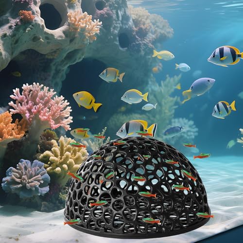 Shrimp Hides for Aquarium, Betta Fish Accessories | Shrimp Dome Hi De Cave for Aquarium Cave Lounge | Fish Tank Tunnel | Hammock Aqua-rium Decor for Small Fishes to Rest, Feed, Play & Breed