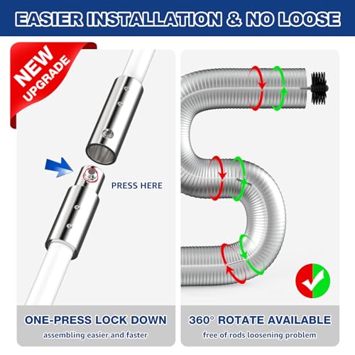 PetOde 35 Feet Dryer Vent Cleaner Kit, Lint Remover, Upgraded Flexible Quick-Snap Brush with Drill Attachment, Extends Up to 35 FEET for Easy Cleaning, Cleaning Tools Use with/Without a Power Drill - size: 35FEET