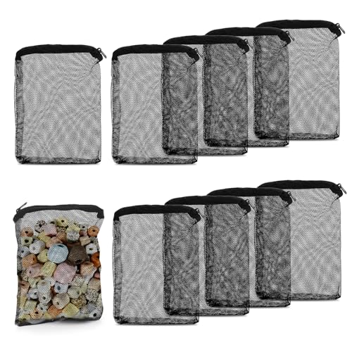 Tucnoeu 10Pcs Media Bags for Aquarium Fine Mesh Bag Aquarium Filter Media Bags with Plastic Zipper Suitable for Activated Carbon, Filter Stones, Ceramic Rings（Black） - size: 7.87 x 5.9 inches