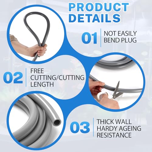 Nuanchu 16/21mm 5/8" ID Aquarium Tubing 3 Meter/10 ft Flexible PVC Tubing Gray Plastic Aquarium Hose Fish Tank Air Hose for Aquatic Canister Filter System, Garden, Pond, Terrarium, Water Cooling - size: 16/21mm