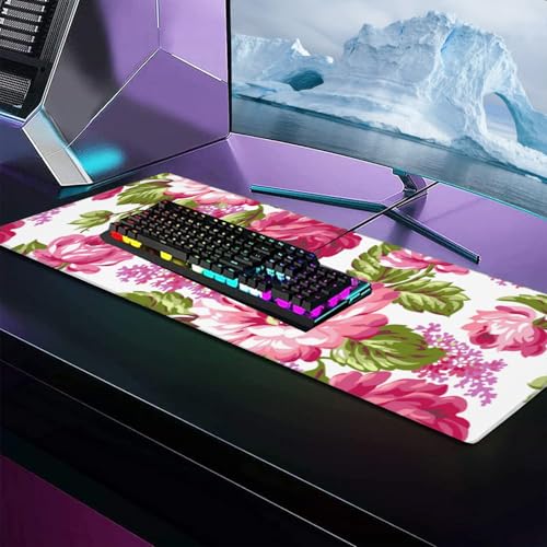 Cartoon Hamster Large Gaming Desk Mat,Rubber Non-Slip Cute Animal Aqua Mouse Pad,31.5x11.8x0.12in Extended Light Blue Mousepad,Game Lover Mice Pads Gifts,Office Home Deskmat Decor - color: Hamster