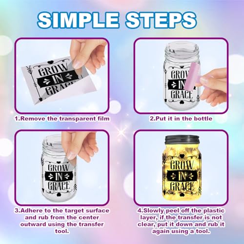 GLOBLELAND 18 Sheets Blessing Phrase Rub on Transfer 3.9x3.6inch Wishes Words Home Decals Leaves Flower Rainbow Cup Transfer Decals for Furniture Vase Glass Art Crafts Decorations - style: Blessings