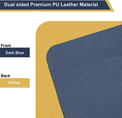SUJAYU Dual Sided PU Leather Desk Pad, Mouse Pad, Office Desk Mat, Non-Slip Laptop Desk Pad, Waterproof Desk Writing Pad for Office and Home (23.6" x 11.8", Dark Blue + Yellow) - color: Dark Blue + Yellow, size: 11.8" x 23.6"
