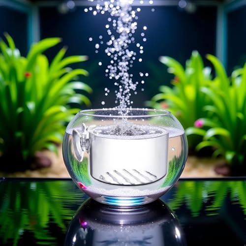 BWESOO Transparent Round Aquatic Planter Cups with Hole, Mini Acrylic Aquatic Plant Pot Holder with Suction Cup Aquarium Decor, for Aquarium Shrimp Fish Live Plants