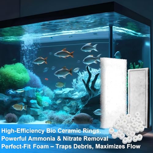 15 Pcs Underwater Filter Media Compatible with Fluval U2, Including 4 Biological Foam Mat, 4 Poly/Carbon, 500g Bio-Ring, 4 Mesh Bags, 2 Grease, Maintenance & Replacement Filter Media Kit - size: Compatible with Fluval U2