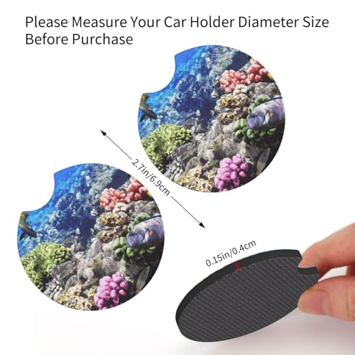 Reef Coral Fish Red Egypt Animals Wildlife Nature Ocean Life Aquarium Hawaii Car Cup Holder Mats (2-Pack) - Universal Coasters for Sedans, Trucks, Suvs & Boats, All-Weather Drink Protectors