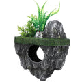 VICASKY Floating Aquarium Decoration Realistic Rock Fish Tank Ornament Hideout Shelter for Fish with Durable Moss Island Design 6.29X4.72X3.14In