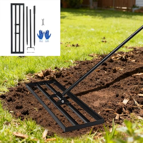 36"x10" Lawn Leveling Rake - High Carbon Steel Yard Lawn Leveler Tool with Adjustable Long Handle | Multi-Surface Levelawn Tool for Soil, Grass, Golf Course, Garden & Farm Care - style: 36"x10"