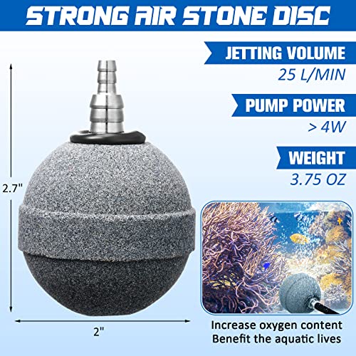Reginary 10 Pcs Air Stones 2 Inch for Aquariums, Ponds, Hydroponics, Ball Oxygen Bubbler Diffuser Stone Bubble Aerator for Air Pump, Fish Tank, Bucket, and DWC Reservoirs (Grey) - color: Grey
