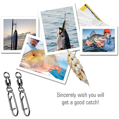 AMYSPORTS High Strength Snap Swivels Stainless Bearing Rolling Fishing Swivel Freshwater Snap Swivels Fishing Clip Steel Black Nickel - size: Size 8+XXL (221lb) 25 pcs