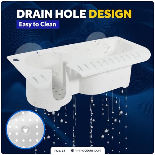 Five Oceans Boat Storage Organizer and Drink Caddy,Suction Cup Drink Holder w/Drainage Holes, Console Organizer w/Knife, Pliers, and 16 Lure Holders, Heavy-Duty ABS Plastic - FO4784 - style: With Drink, Knife, Plier Holder & Lure Slots