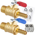 2PCS 1/4 Inch Brass Ball Valve Shut Off Switch, Hose ID x NPT Male Thread Pipe Fitting Air Compressor Barb Valve (1/4 Hose ID - Male 1/4 NPT) - color: Red and Blue, size: 1/4 Hose ID - 1/4 MNPT