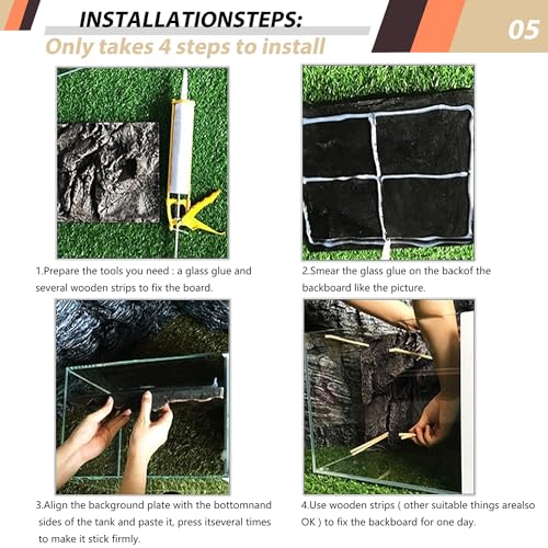 17.7x11.8in Rock Terrarium Background,3D Reptile Tank Background Board,Amphibian Stereo Backdrop Wall,Lizard Snake Gecko Spider Turtle Fish pet silo Background Decorative Panel(Brown) - color: brown-17.7"*11.8"（1pcs）