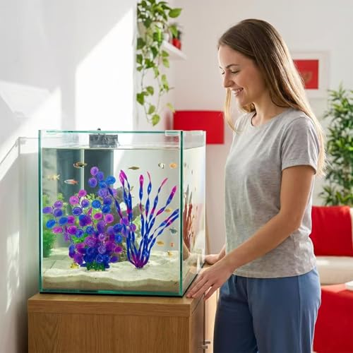 LIYAOLI Silk Aquarium Plants Decorations 12 Inch 2 Pack – Realistic Artificial Fake Plants for Betta Fish Tank Decor Accessories (2Pack-Purple) - color: 2pack-purple