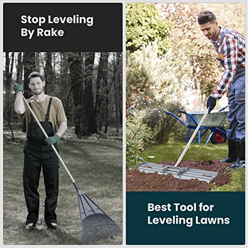 Lawn Leveling Rake 30x10 inch, (Professional-Grade) Lawn Leveler Tool with Stainless Steel Handle Rakes for Lawns Heavy Duty Landscape Rake for Backyard, Garden, Golf Course, Farm, Pasture - size: 30x10inch-6.5FT