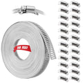 Dianrui DIY Hose Clamps 50FT 304 Stainless Steel Metal Strap + 24PCS Stronger Fasteners Assortment Kit Softsteel Large Adjustable Pipe Clamps Band Clamp for Pipe Automotive Mechanical - size: 50FT