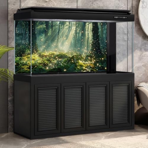 Magical Forest Scene Aquarium Background Glowing Fireflies Sunbeams Enchanted Forest Fish Tank Background Stunning Woodlands Terrarium Backgrounds Magic Rainforest Reptile Tank Backgrounds 48x18in - color: Foggy Green, size: 48(W)x18(H)in