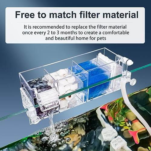 Premium Multi-Layer Aquarium Filter for 5 to 30 Gallon Fish Tanks: Oxygenating Water Wheel, Low-Noise Operation, Dual-Sided Suspension, Transparent