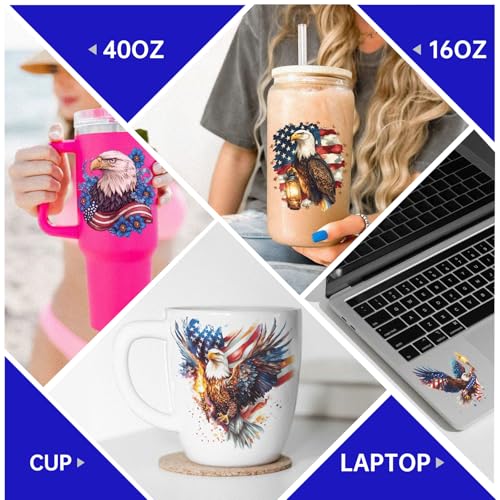 4 PCS 4th of July Eagle UV DTF Cup Wrap High Viscosity Stickers for Glass Mugs Notebooks Laptops - style: 4th of July Eagle