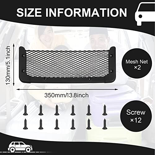 Frienda 2 Pcs ABS Plastic Frame Car Storage Net Bag Phone Car Mesh Net Holder RV Storage Boat Cargo Pocket Organizer Framed Mesh Pocket with Screws for Auto RV (13.8 x 5 Inch)