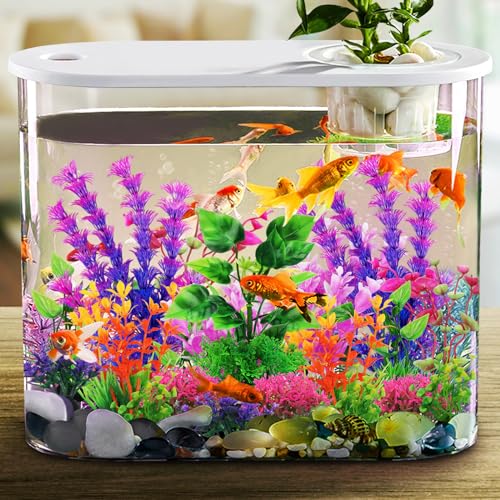 QUOZUO Aquarium Decorations Plants, 20pcs Aquarium Decor Plants, Colorful Fish Tank Accessories, Fish Tank Plants Plastic Decoration for Aquariums