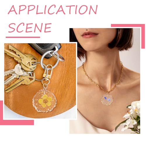 Transparent Flower Resin Charms Round Gold Edge Dried Floral Pendants Flat Round Clear Gold Foil Floral Charms for Necklace Bookmark Keychain Jewelry Making - color: Flower-2