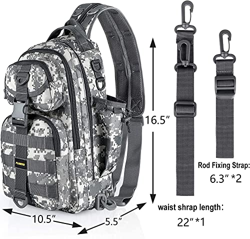 PLUSINNO Fishing Backpack Tackle Bag, Water-Resistant Backpack with Rod Holder, Ideal Shoulder Bag Gifts for Men - color: Acu Single Backpack