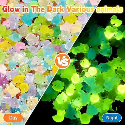 50Pcs Glow in The Dark Mini Resin Animals, Mystery Blind Bags – Luminous Farm Ocean Animal Miniatures for Fairy Garden & Aquarium Decor, Cute Collectible Figures and Surprise Gifts - color: Blue