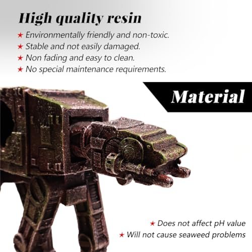 Fish Tank Decorations AT-AT of Star Wars Aquarium Decorations Betta Fish Tank Accessories for Sleep Rest Hide and Play (S) - color: At-s