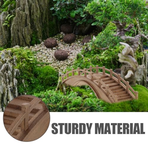Miniature Wooden Arch Bridge Figurine for Bonsai Landscape Decor Tiny Wood Bridge Model for Micro Garden Scene and Outdoor Patio Decoration