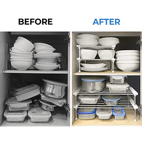 carrotez Cabinet Organizer Shelf, Set of 2 Stackable Kitchen Counter Shelves, Kitchen Cabinet Organizers and Storage, Pantry Storage Shelf Organizer, 9.8 x 7.8 x 6.1 - White - color: White, size: Small(9.8 x 7.8 x 6.1")