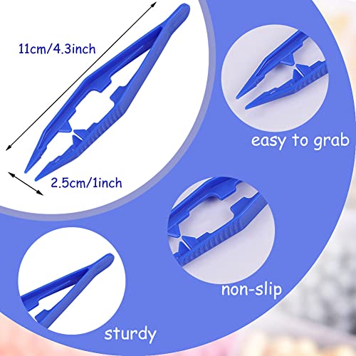 60 Assorted Plastic Tweezers, 4.3Inch Craft Beads Forceps Tools for Stickers Beading Projects Handmade DIY Kids Adult Home Classroom School Creative Game Tweezer - color: Green+yellow+blue+white+red, size: 60PCS