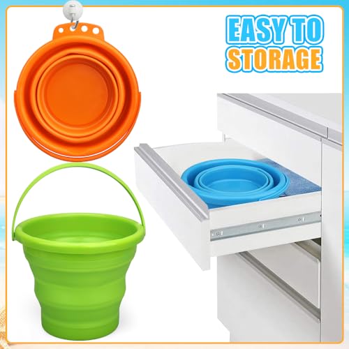 Collapsible Bucket Sandbox Kit Toys for Kids, Foldable Bucket Multi Purpose Sand Pail for Garden Planting Washing Camping Fishing, Beach Essential Travel Toys Summer Activity, Easter Egg Bucket Gift - color: Orange