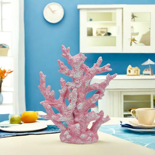 Etlemonde Beach Coastal Decor Coral Reef Home Decor Coral Statue Sculpture Home,Desk,Bathroom,Desktop Shelf Statue,Marine Themed Gifts (Pink Coral) - color: Pink Coral
