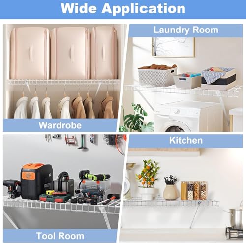 12 Inch Wire Shelf Brackets Set, 6 Pack Metal White Closet Support Bracket with End Brackets & Clips for Wire Shelving Wall Bracket Installation, Support Wire Closet Shelves Racks (6 Pack) - size: 6 Pack