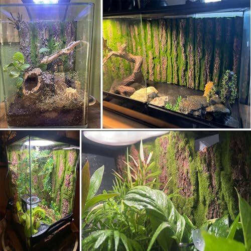 Reptile Cork Terrarium Background Decor,Habitat Fitting Bark Backdrop Wall Artificial Moss 3D Aquarium Panel for Lizard Gecko Tortoise Spider Bearded Dragon Chameleon Snake Amphibian(2Pcs)