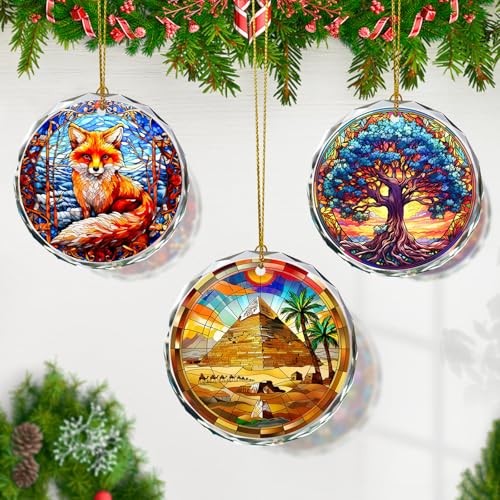 Pyramid Stained Glass Ornament, Christmas Tree Decor, Pyramid Ornaments for Christmas Tree, Holiday Presents, Gift Exchange - color: Pyramid